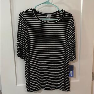 Meri Skye Black and White Striped Women's Top Size OX NWT